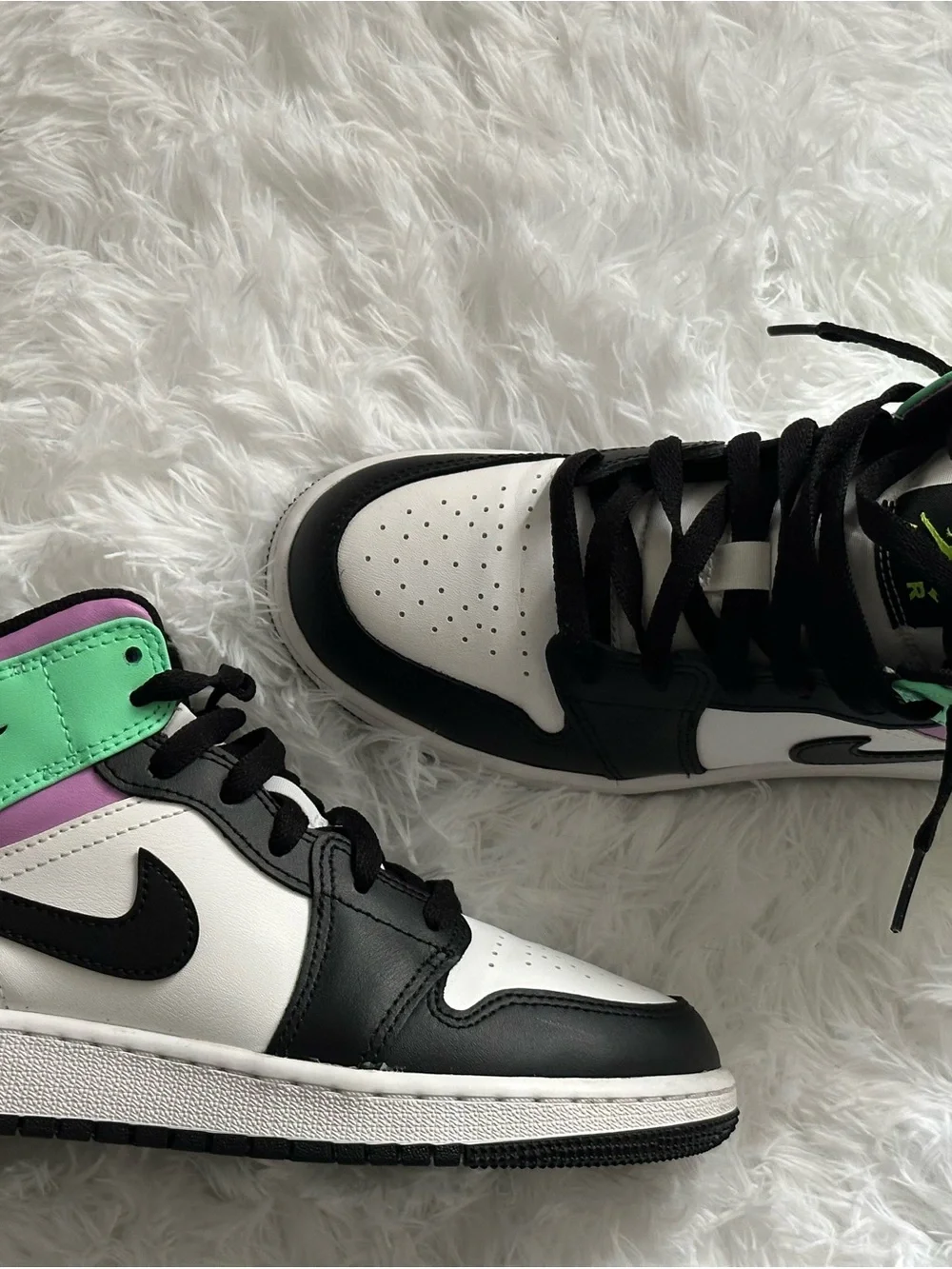 Nike High-Top Sneakers in White, Black, Mint & Lilac